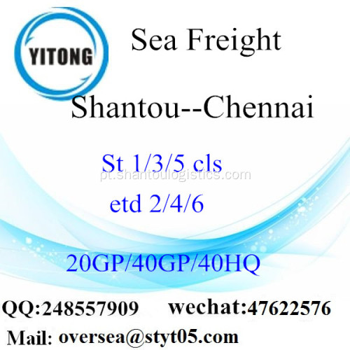 Shantou Porto Mar transporte de mercadorias para Chennai